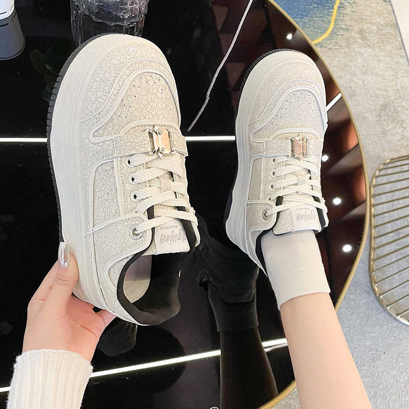 Baskets de running décontractées blanches motif éléphant bouclé_voghion.com