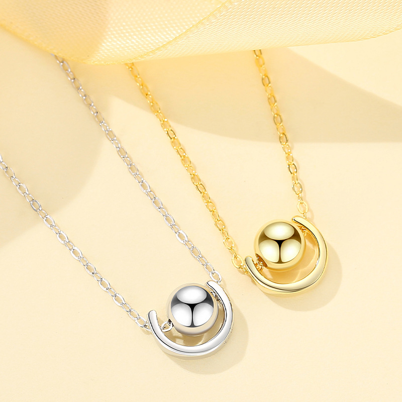 Plata esterlina s925 planeta colgante collar para mujeres estilo japonés y coreano de moda elegante simple todo-fósforo estudiante clavícula cadena forma