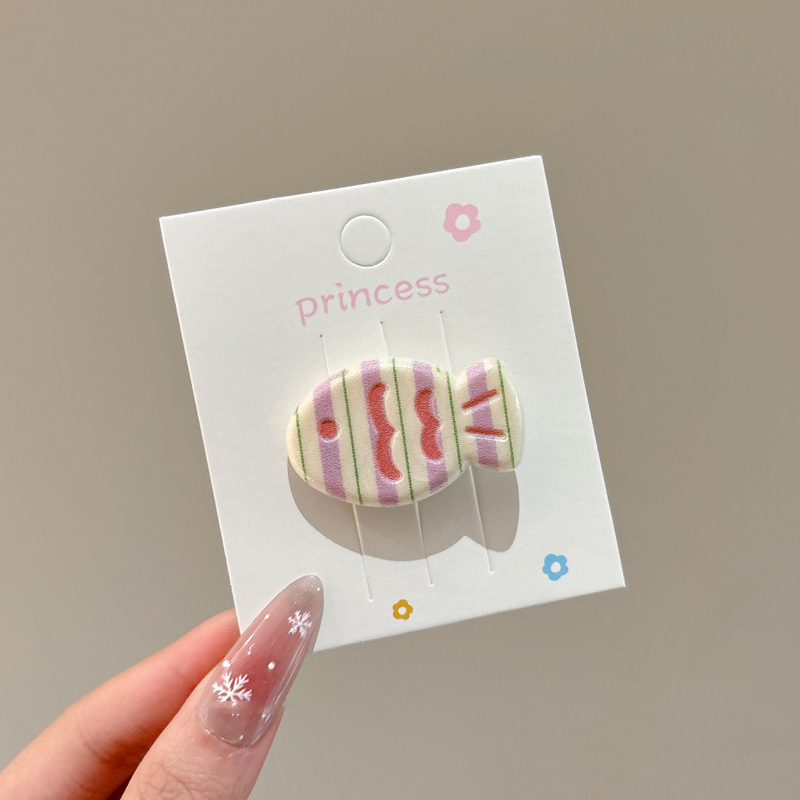 Crema rosa a cuadrícula pequeña pinza para el cabello de pez dulce polivalente chica adorable pinza lateral pinza para el cabello adorno nuevo clip
