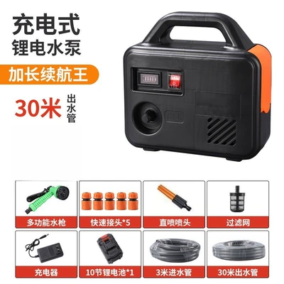 Automatic Vegetable Watering Machine, Portable car washer - -black-10-sections-30m-water-pipe-one-battery-and-one-charger
