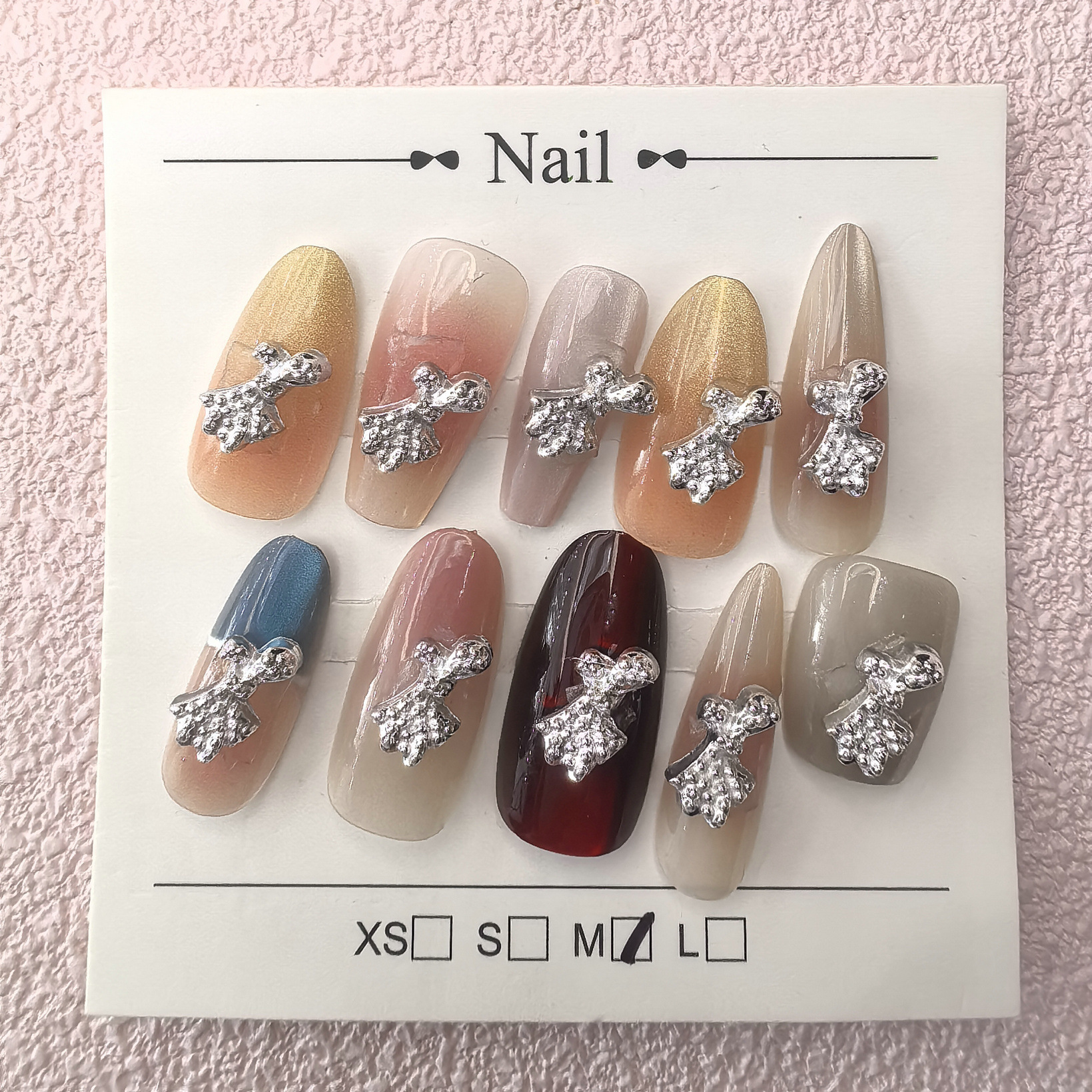 银色树脂美甲饰品批发法国德国意大利罗马尼亚西班牙欧洲跨境电商