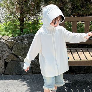 Boys Summer Sun Protection Clothing Kidsren's 2025 New Summer Korean Style Ice Silk Long-Sleeved Kidsren's Clothing Hooded Ultra-Thin Breathable Women's Clothing