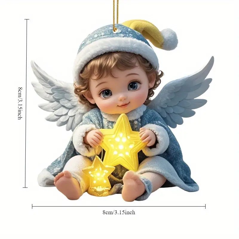 Cross-border nuevo lindo ángel acrílico colgante espejo retrovisor de automóvil colgante plano decoración de regalos de vacaciones