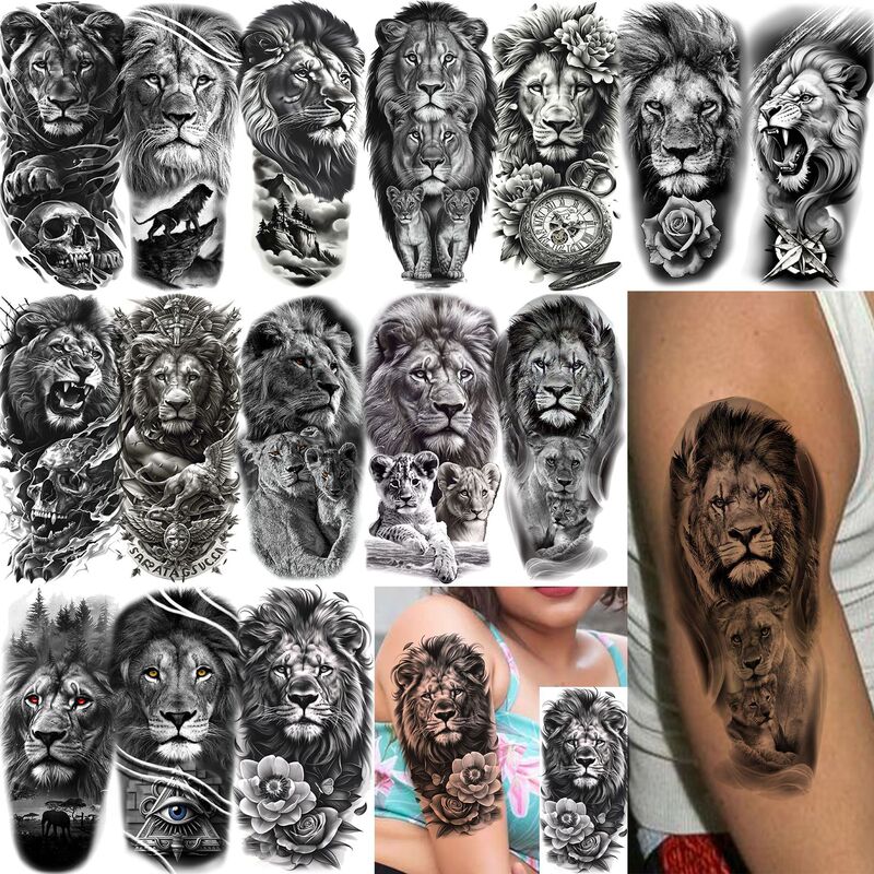 Lion Waterproof Long-Lasting Tattoo Stickers for Arms and Thighs Temporary Tattoo Temu European and American Tattoo Lion Tattoo Stickers Lion Waterproof Long-Lasting Tattoo Stickers for Arms and Thighs Temporary Tattoo Temu European and American Tattoo Lion Tattoo Stickers