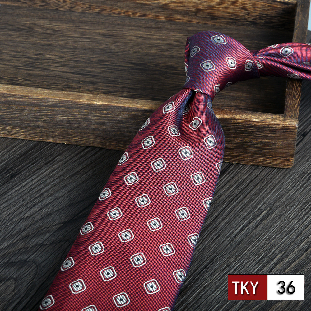 Corbata hombre vestido de negocios profesionales vino rojo novio casamiento Jacquard 8cm mano nueva tendencia spot