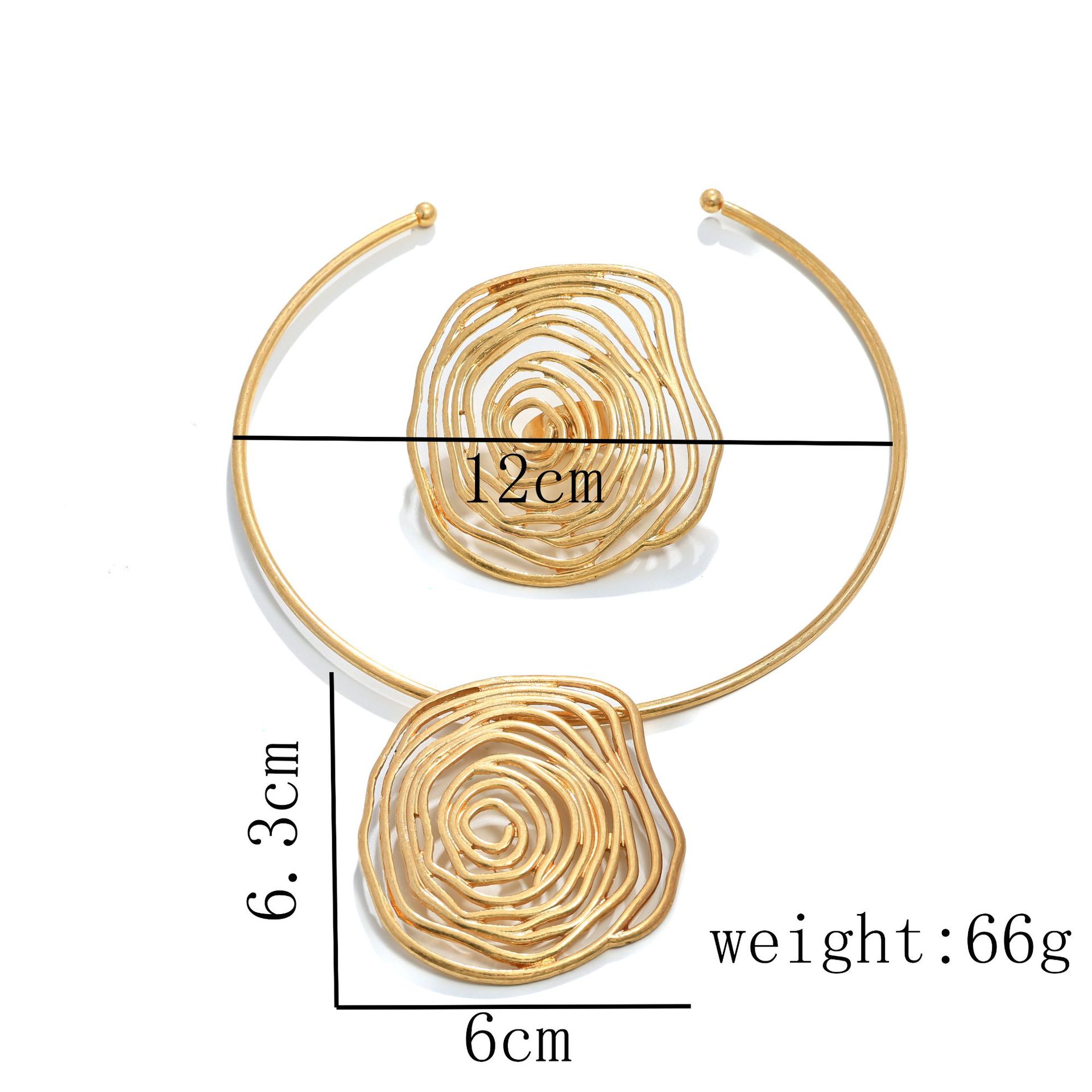 Joyería caliente europea y americana Suministro de comercio electrónico transfronterizo 1 juego de remolino espiral anillo collar traje de mujer