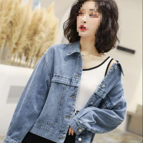 Women's Jeans Jacket 2025 Spring and Autumn Korean Style Loose Fashion Trendy Short-Sleeve Simple Letter Embroidered Top