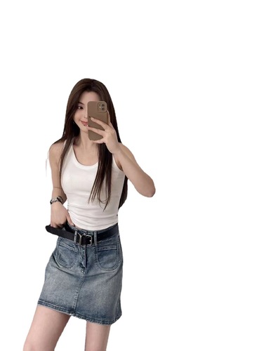 6602 Pure Cotton One-piece Tank Top with Adjustable Straps, Comfortable and Fitted, with Bra Cup, Can be Worn as Outerwear or as a Top for Women