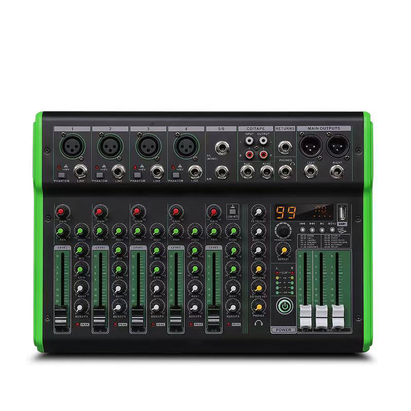 Transfronterizo de cuatro caminos mezclador pequeño tarjeta de sonido de teléfono móvil computadora Audio Mixer grabadora de efectos DSPX profesional