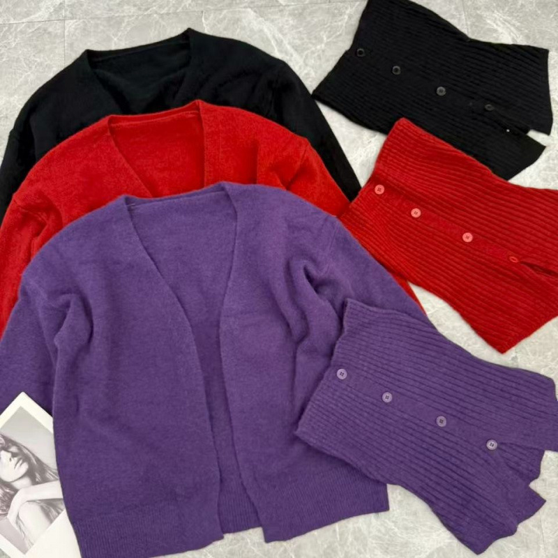 Temperamento coreano chaleco de punto Cardigan mujeres otoño invierno moda alta suéter de adelgazamiento de dos piezas