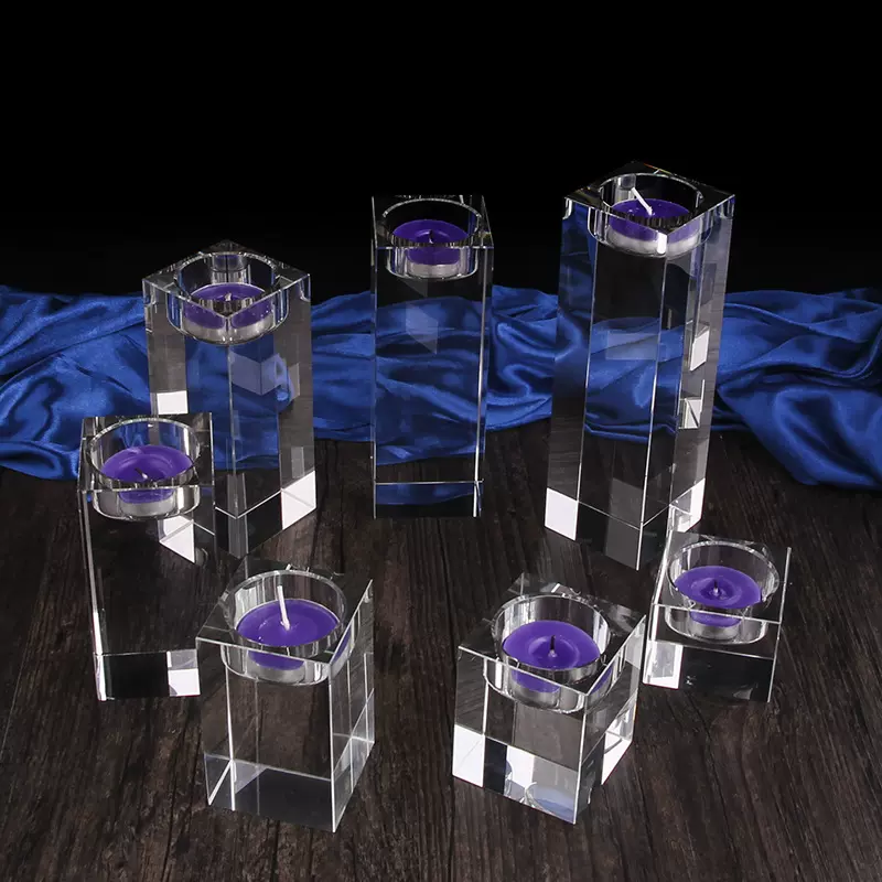 跨境亚马逊水晶烛台高级感玻璃香薰玻璃道具婚庆3件套欧式蜡烛台