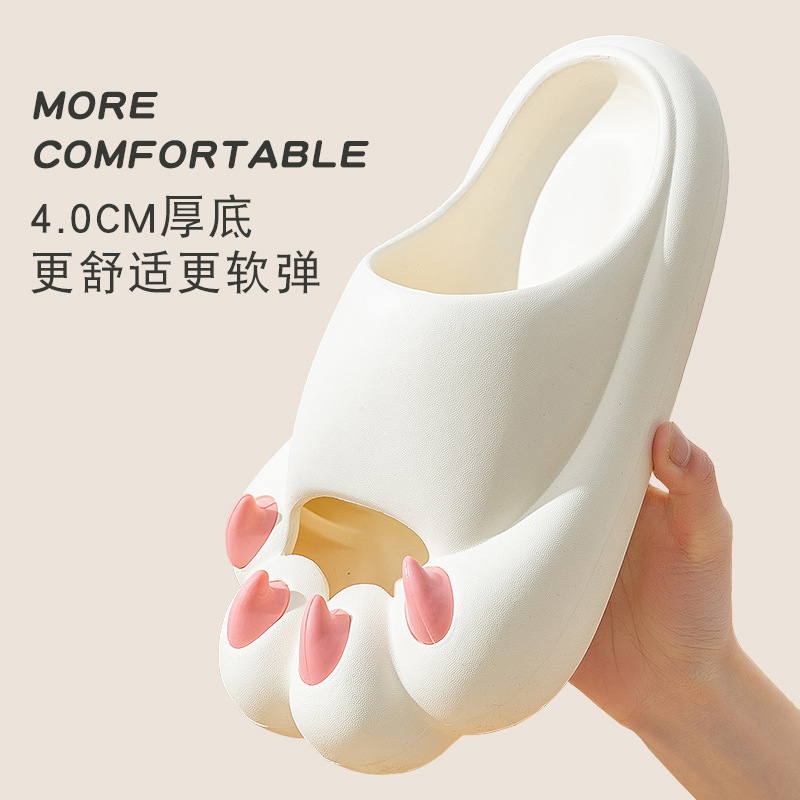 2023 verano nuevo gato garra zapatillas desgaste al aire libre de las mujeres mierda sensación linda pareja interior casa antideslizante zapatillas hombres