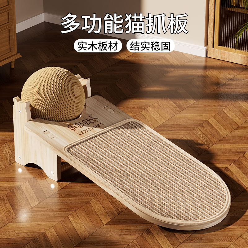 Tablero de agarre para gatos en forma de L, resistente al agarre vertical, resistente al desgaste, sin astillas, pegado a la pared, tablero de agarre para gatos con bolas, juguete para gatos de madera integrado