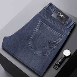 牛仔裤子男秋季2023新款弹力欧货中年休闲商务直筒冬季厚款