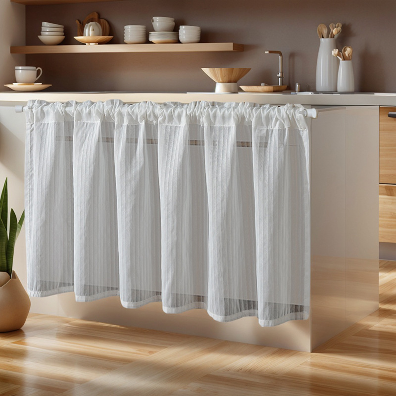 Modern simple solid color blinds curtain non-perforated cross-border coffee curtain cabinet shade curtain short curtain half curtain wholesale