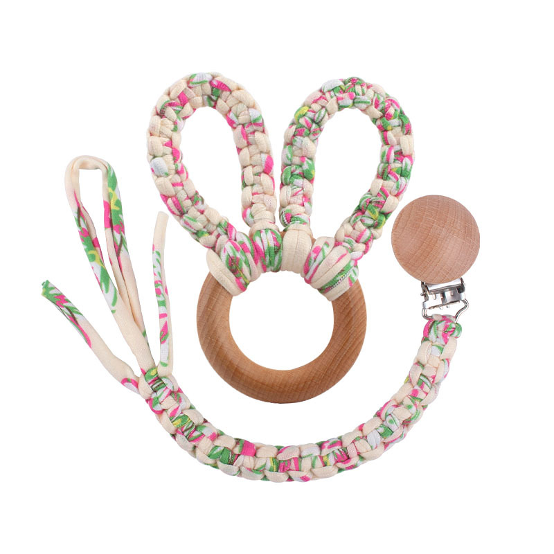 Bricolaje creativo bebé suministros de haya chupete clip tejido a mano color mezclado chupete cuerda anti-caída cadena mordedor traje