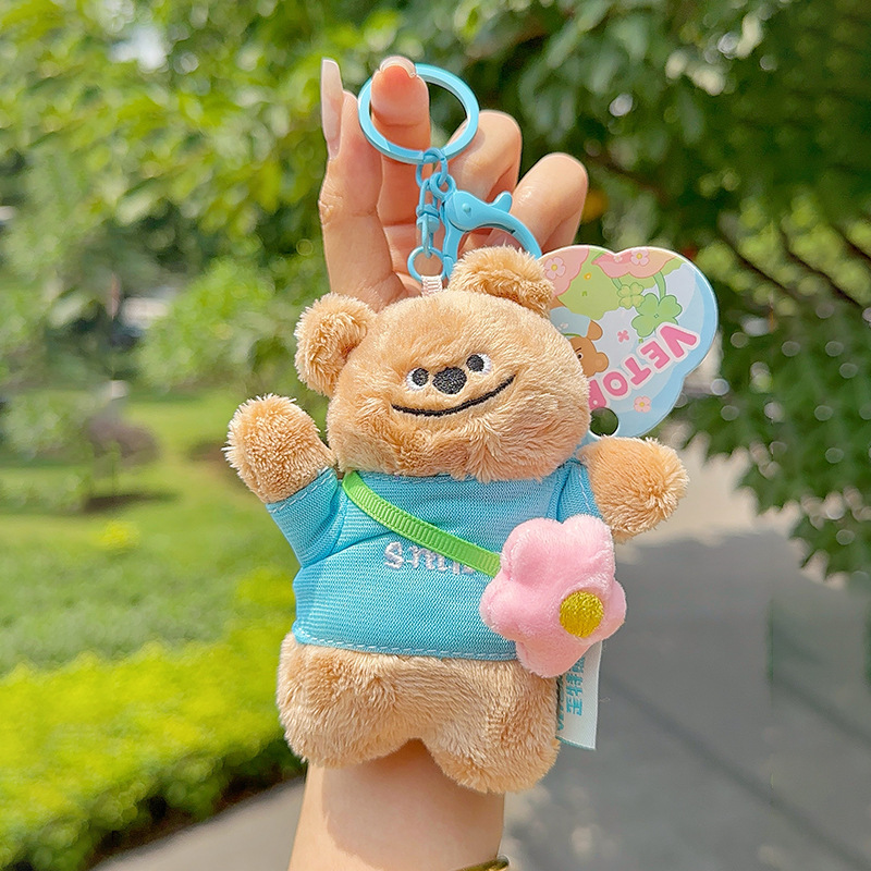 本物のウェイテベアフラワーバックパックぬいぐるみペンダントかわいいキーホルダー小さな人形人形バッグペンダントギフト卸売|undefined