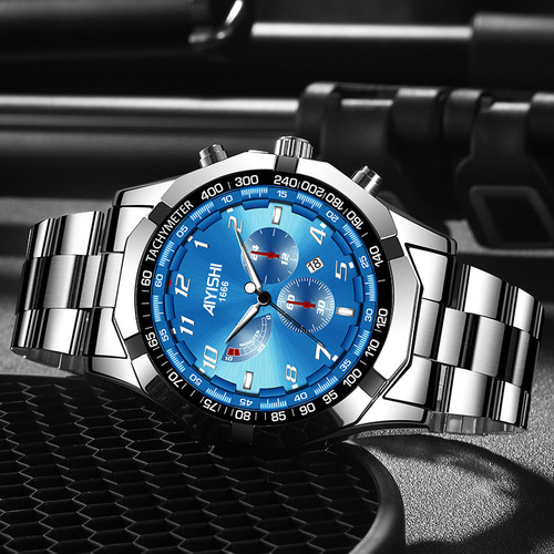 AIS AIYISHI1666 men's new Swiss casual business non-fully automatic calendar hollow luminous men's watch