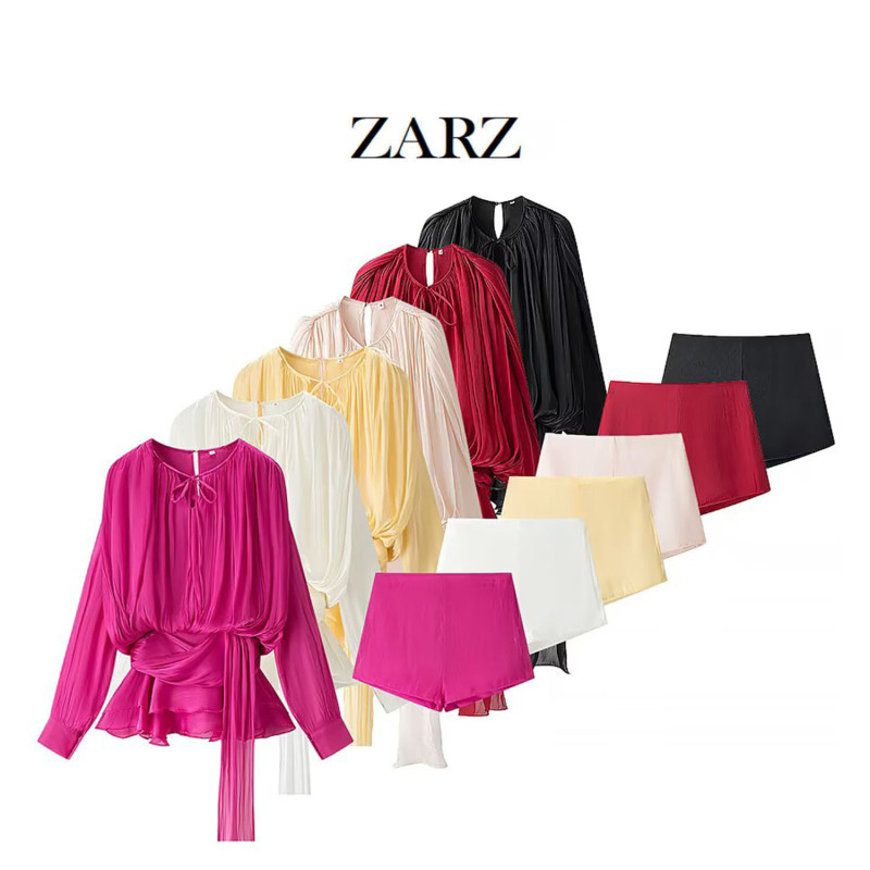 ZARZ Homemade European and American Style New Women's Classic Pleated Strap Design Loose Mesh dress suit