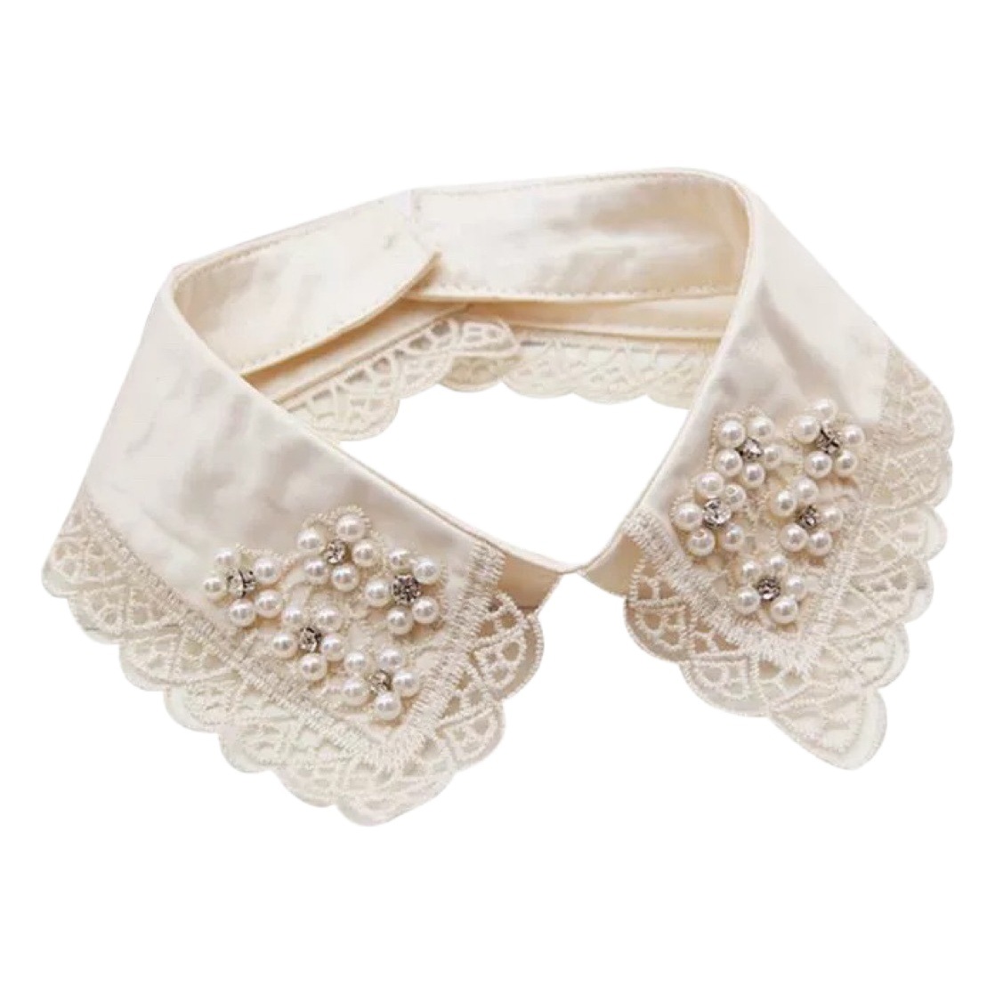 Genke hilo bordado a juego super suave satén retro dobladillo a juego falso collar pequeño artículo