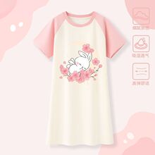儿童睡衣夏季2025新款女童睡裙小女孩薄款家居服上衣童装洋气睡袍