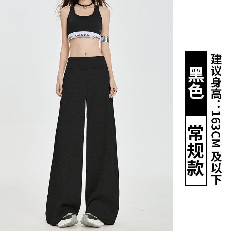 美式灰色休闲阔腿裤卫裤女夏季2025新款慵懒风高腰宽松垂感运动裤|undefined