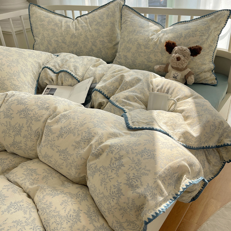 Ins Nantong Home Textiles Four-piece Set, Class A All-cotton Double-layer Gauze Cover, Soft For Sleeping Naked, Bed_voghion.com