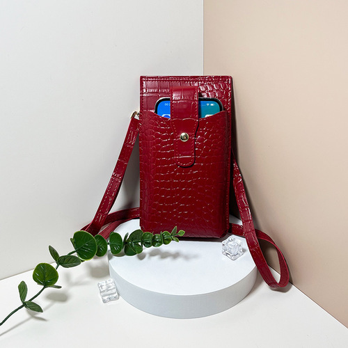  New Crocodile Pattern Mini Phone Bag Card Holder Crossbody Bag Clip Phone Case Women's Wallet