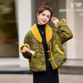 高定中式国风短款羽绒服女2025冬季女装超好看立领潮流白鸭绒外套