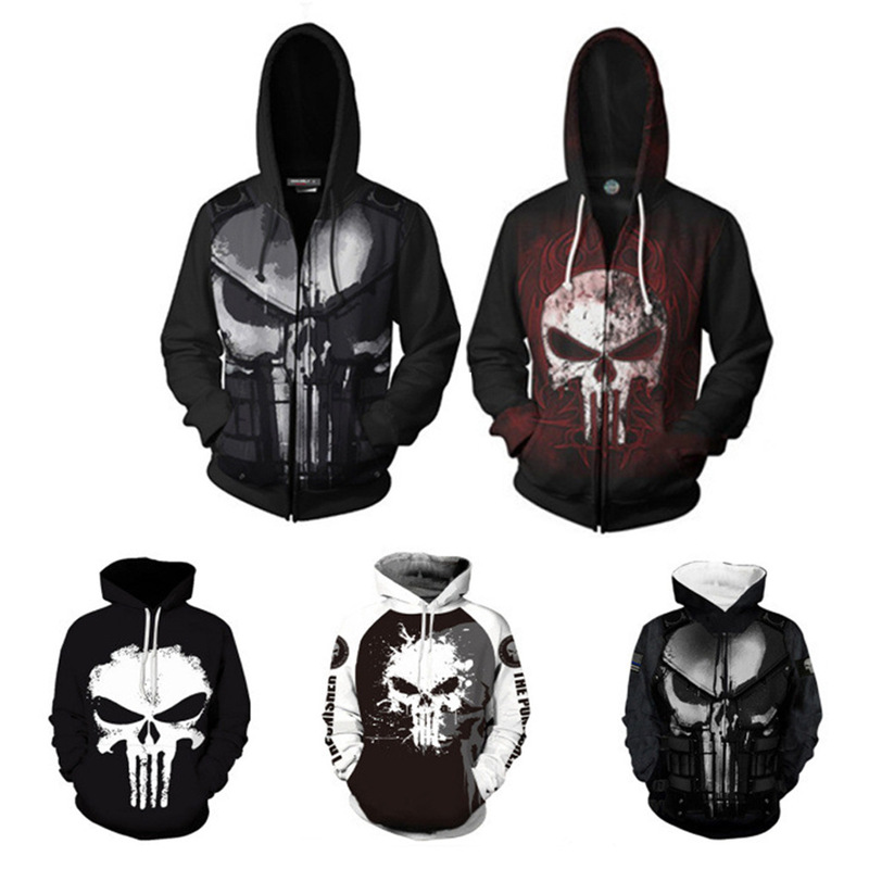 2025 New Punisher Source Factory Punisher 3D Printing Hooded Casual Wear cosplay Animation
