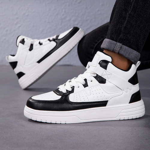 Korean trend couples 'platform skate shoes with soft soles and comfortable sports single-layer shoes with lace, fashionable outdoor casual shoes for men and women