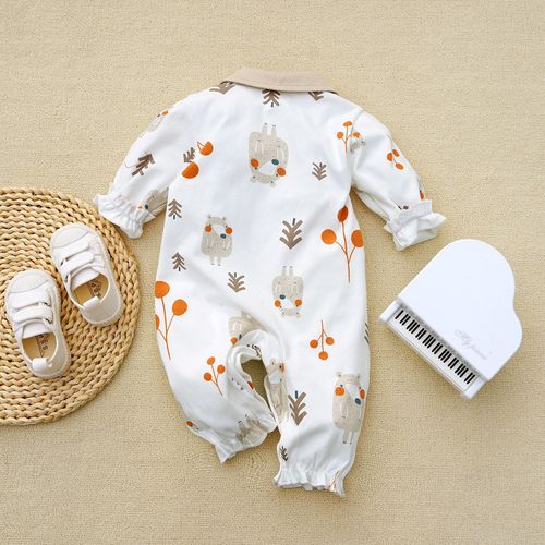 Cross-border Spring and Autumn Baby Long Sleeve Bodysuit Baby Hairy Suit Newborn Crawling Suit Outfit *Cotton Bear Style 0-1