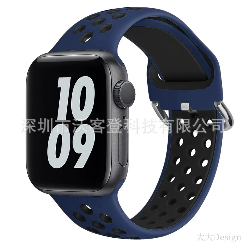 Подходит для Apple, силиконовый ремешок Nike с защёлкой, для Apple Watch 8/7/SE/6/5/4/3/2/1, двухцветный силикон