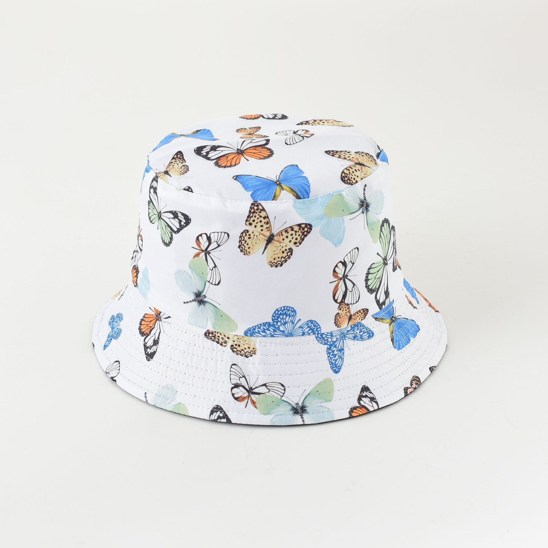 Nuevo sombrero primavera y verano Nueva hoja de mariposa sombrero de pescador de doble cara sombrero de la cuenca del sombrero de ocio de viaje sombrero para el sol