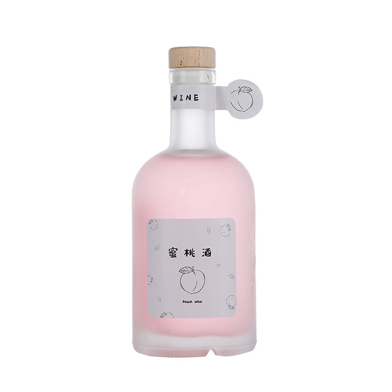 Botella de vino de frutas de vidrio esmerilado botella de vodka de alto valor, botella de vino de frutas cerrada con hielo vacío, botella de vino dividida