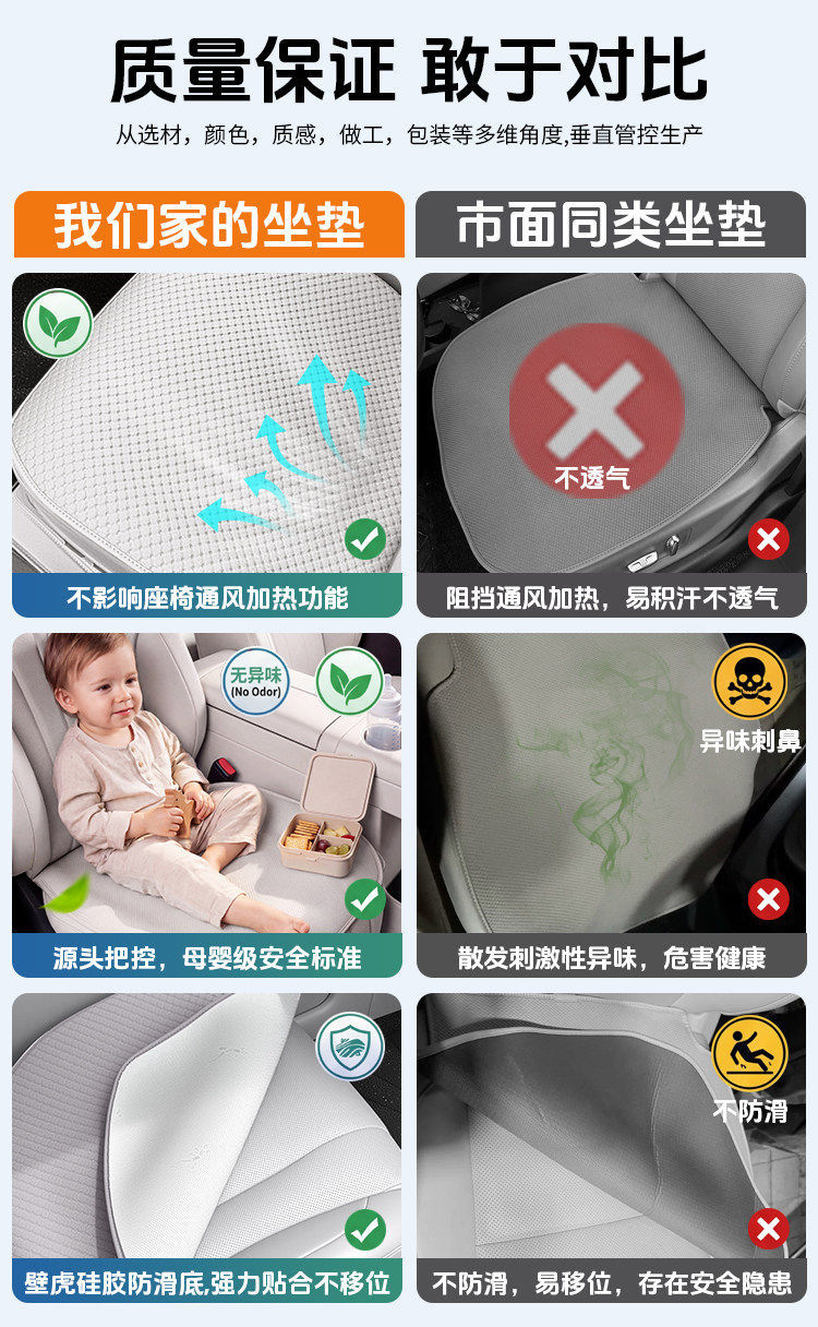 Ideal Car Seat Cushion I6I8L6L7L8L9 Non-Slip Knitted Seat Cushion Universal for All Seasons Seat Cover Ventilation and Breathable Supplies