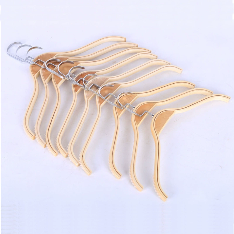 Wooden hanger from natural wood, non-slip trousers, wholesale