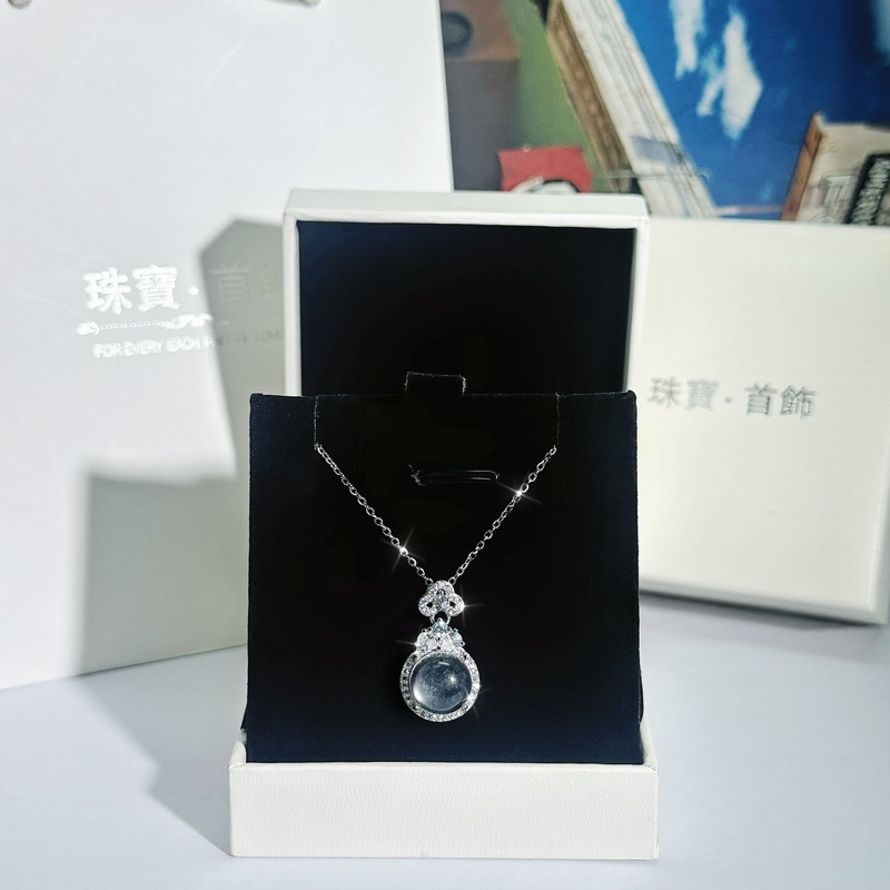 原创S925纯银天然水沫玉项链新中式玉坠小众轻奢高级感优雅锁骨链|undefined