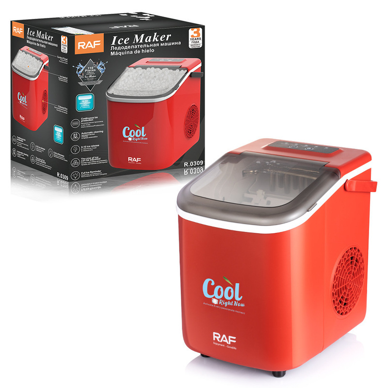 Raf European and American Cross-Border Ice Maker for Home Use, Fast Continuous Ice Making, Automatic Bullet Ice Maker, Self-Cleaning