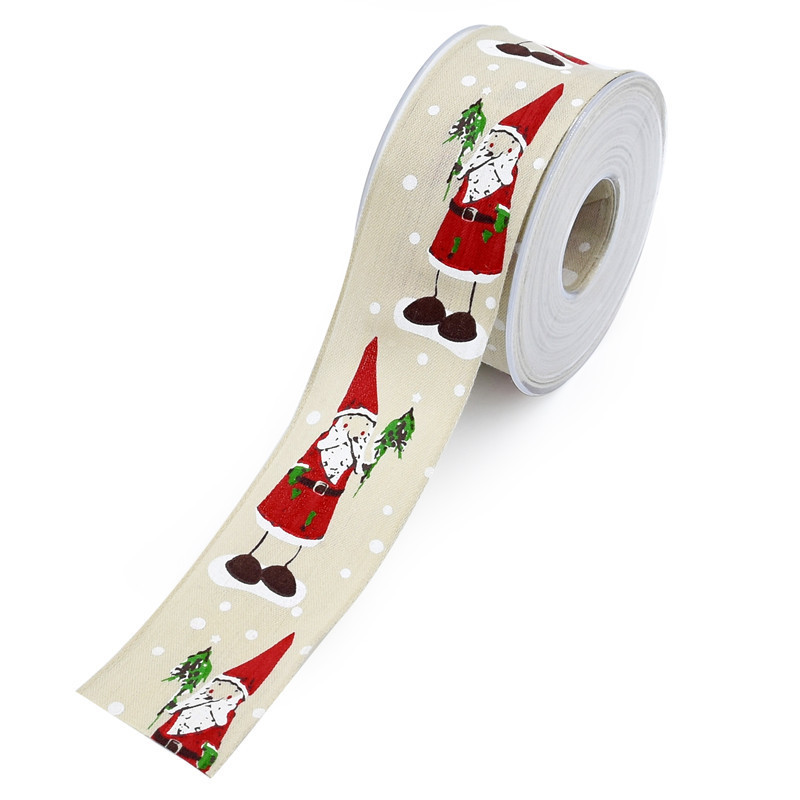 Transfronterizo Amazon hilo teñido jacquard 4cm cinta Navidad Santa Claus copo de nieve cinta de alambre de hierro borde 10 m rollo pequeño