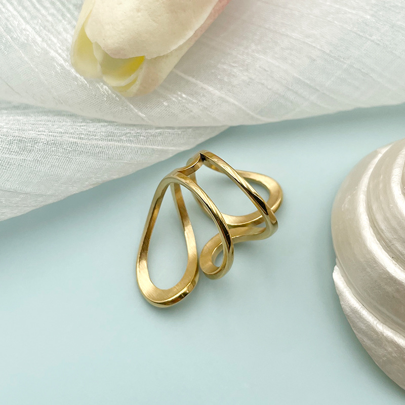 Fashion Geometric Titanium Steel Plating Rings 1 Piece