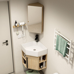 PVC小戸型三角浴室キャビネットセットトイレセラミック一体手洗い洗面器キャビネットホテル洗面台