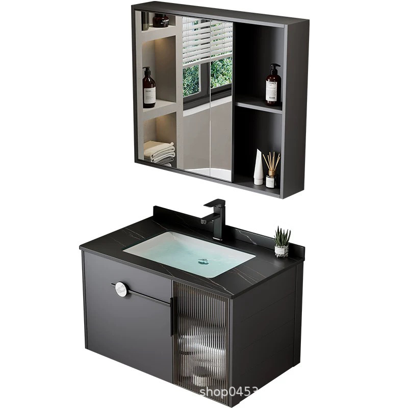 Gabinete de baño multifuncional espacio de aleación de aluminio moderno y simple lavabo combinado lavabo