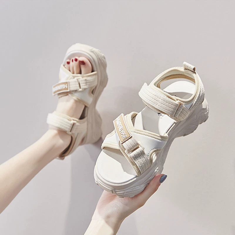 Summer mesh low sandals platform with velcro, footwear, sports shoes for leisure, (Cross-border trading), 2023, internet celebrity