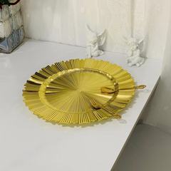 歐式仿陶瓷婚禮酒店派對燙金邊工藝裝飾塑料果盤電鍍金閃閃高級風