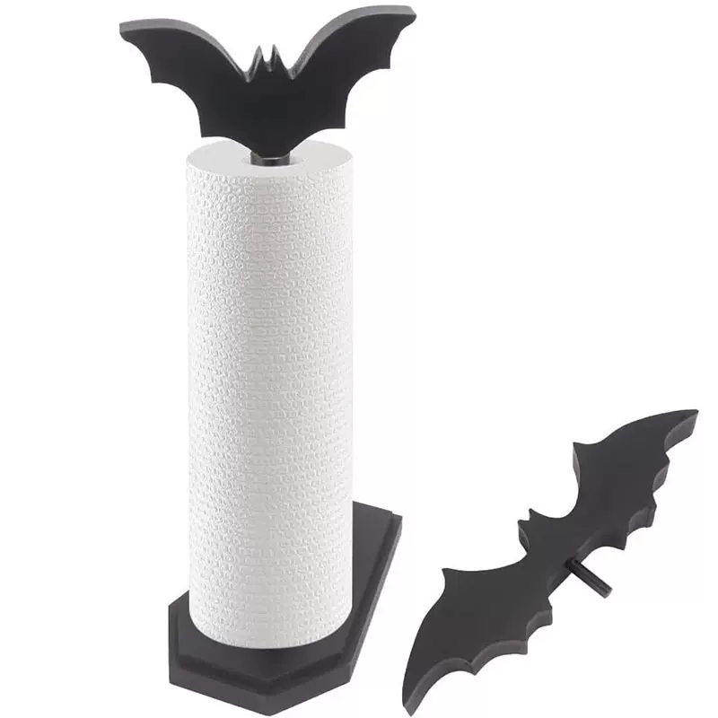 哥特风木制纸巾架桌面万圣节装饰纸巾收纳架立式厨房卷纸架底座