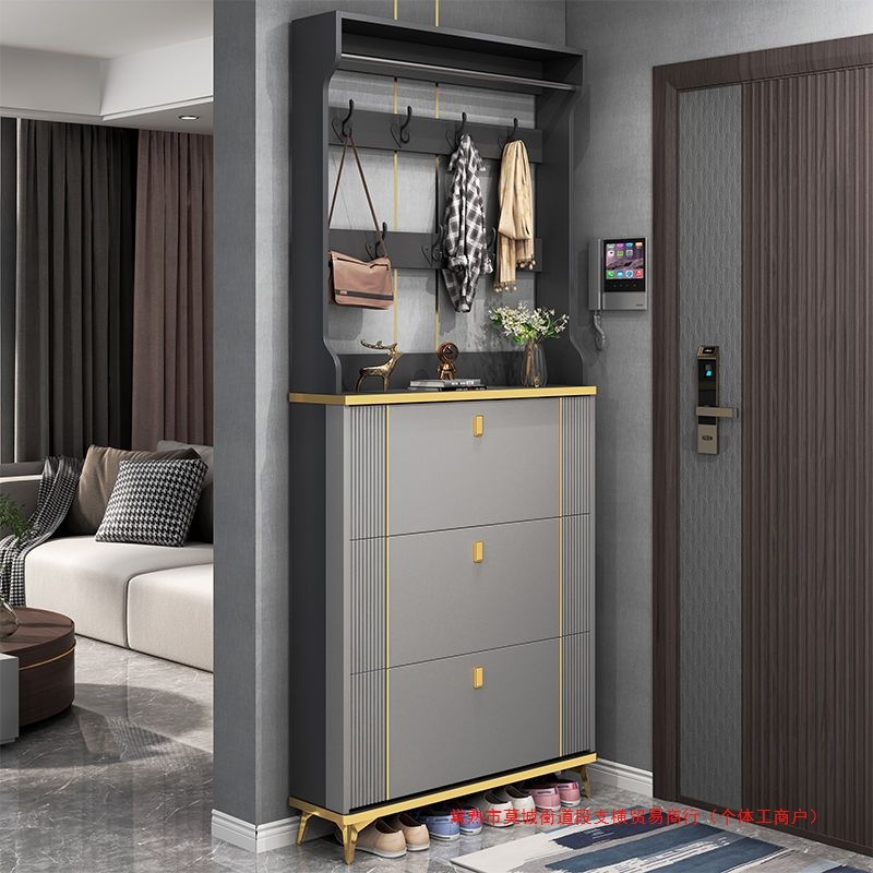 Light Luxury Ultra-Thin Tipping Shoe Cabinet for Home Entrance Entrance Cabinet Large Capacity Storage Simple Small Apartment Narrow Shoe Rack