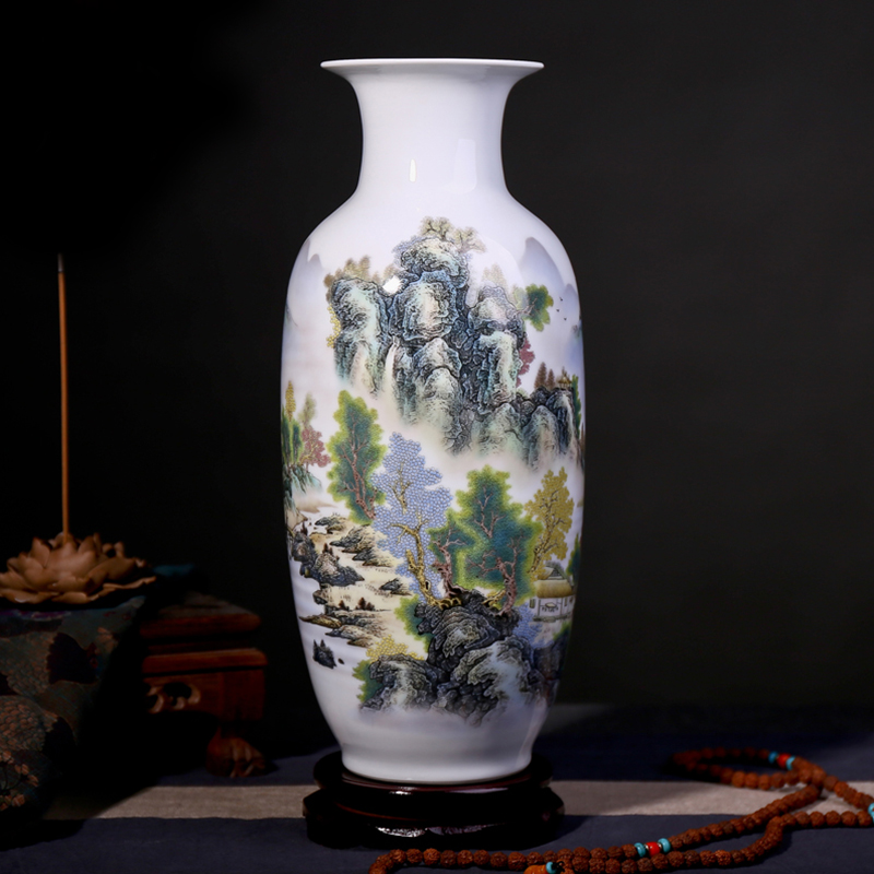 景德镇陶瓷器 花瓶室内摆件客厅装饰新古典复古 水培富贵竹插花瓶