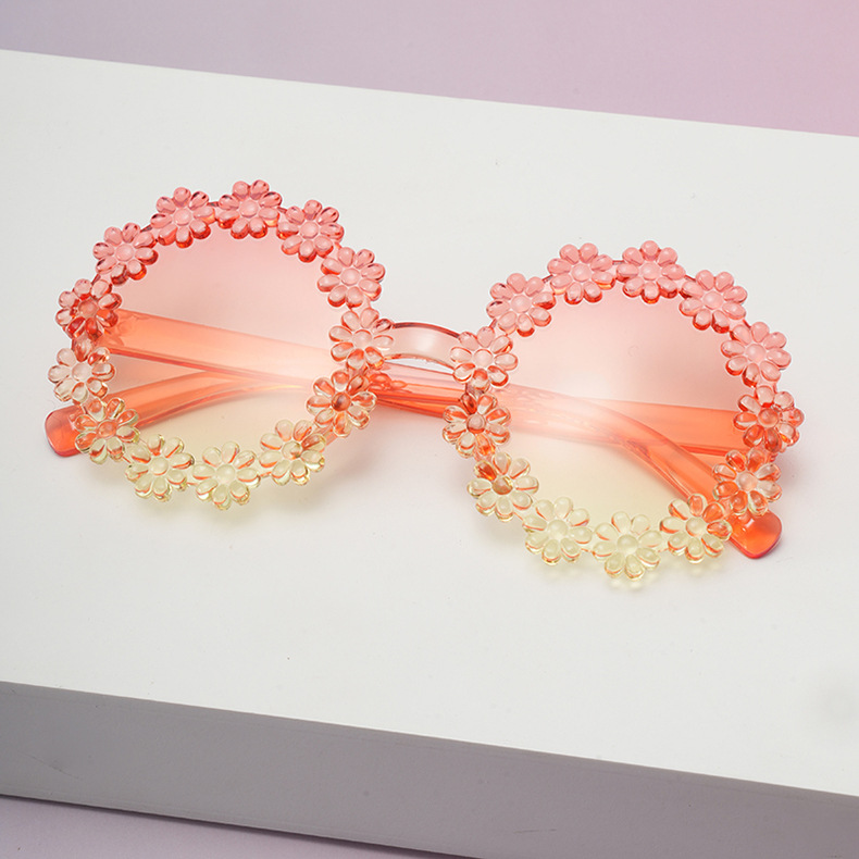 2026 nuevas gafas de sol de margarita para niños gafas de pétalos de marco redondo lindas bebés fotos gafas de sol UV
