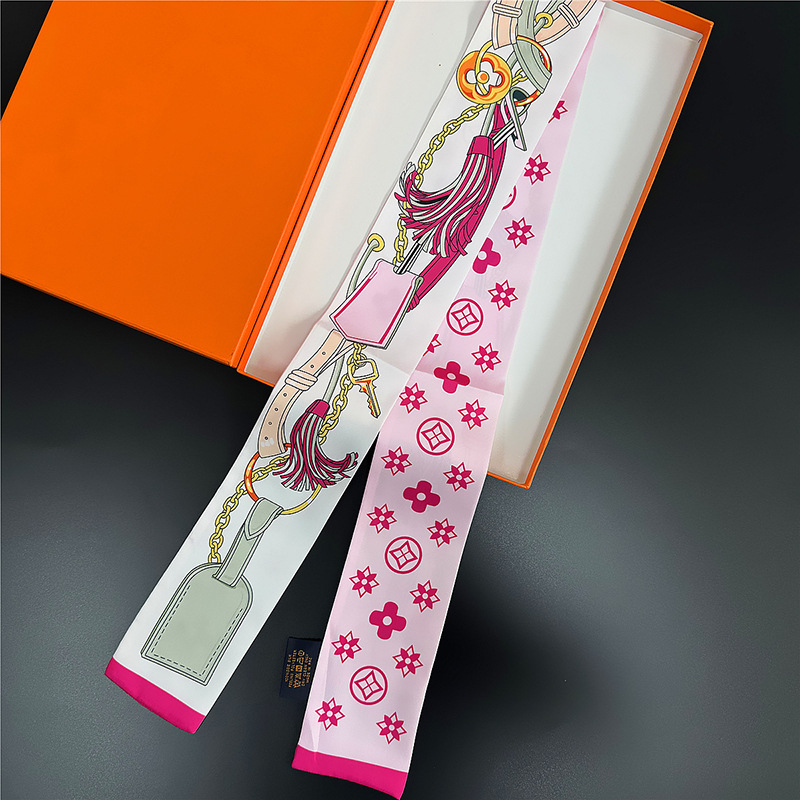 Bufanda de seda para mujer, banda larga, sensación de alta calidad, bufanda de seda francesa multifuncional, bufanda pequeña, bolsa atada, cinta para el cabello, cinturón para el cabello